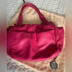 LOEWE drawstring Barbie pink anagram bag